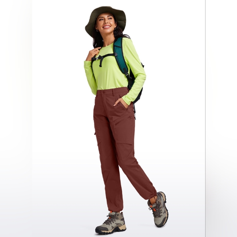 NWT CRZ YOGA Womens Madder Brown Sport Cargo Pants Flex XS M L Great Scrubs Too! - Picture 3 of 5